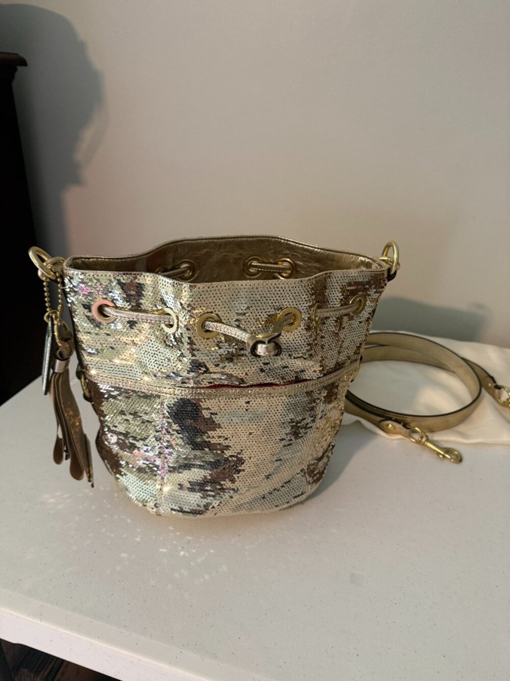 Coach Sequin Gold Purse 17906